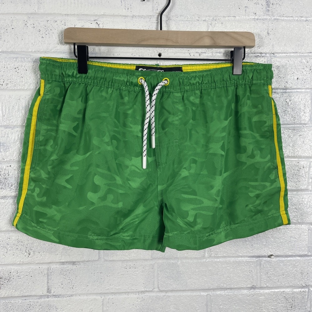 AussieBum Swim Trunks Mens Size L Green Mesh Lined Drawstring